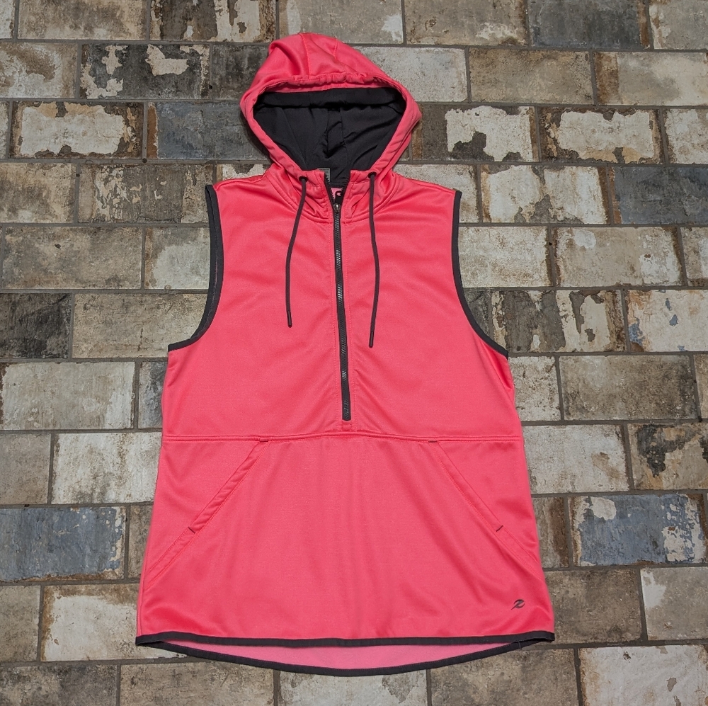 Energy Zone Large Pink Sleeveless Hoodie Top Hooded Tank Athletic Gym Workout